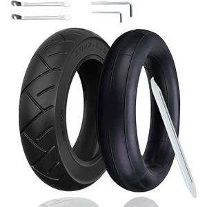 Cooryda 10x2.125 Tire and Inner Tube,10x2.125 Inner Tube for Electric Scooter Tire Replacement Wheels with 0 Valve Stem for 10inch Tires with 6inch Rims(1 inner+1 outer)