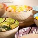 4.5 Inch Japanese Apricot Blossom Bowls,4 Colors Porcelain Rice & Soup Bowls, Available in 2, 4, or 6-Piece Sets, Elegant Floral Design (Set of 6)