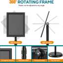 USCNC Sign Holder Stand 8.5x11 inch - Adjustable Floor Standing Sign Holder -Snap open frame,360 Rotation for Malls,Schools,Restaurants (Black 4 Pack)