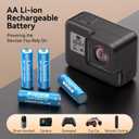 Rechargeable AA Lithium Batteries with Fast USB-C Charger, 12-Pack 4255 mWh 1.5V Constant Voltage for Blink Outdoor Camera, Xbox Controller, Flashlights 2000+ Cycles