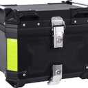Motorcycle Top Case 45L Trunk Tail Box Bag Aluminum alloy handle with Leather Lining Anti-Theft With Double Lock Waterproof Dustproof Easy Installation with Universal Bracket Black, 12.6 x 16.5 x 14.9 inches
