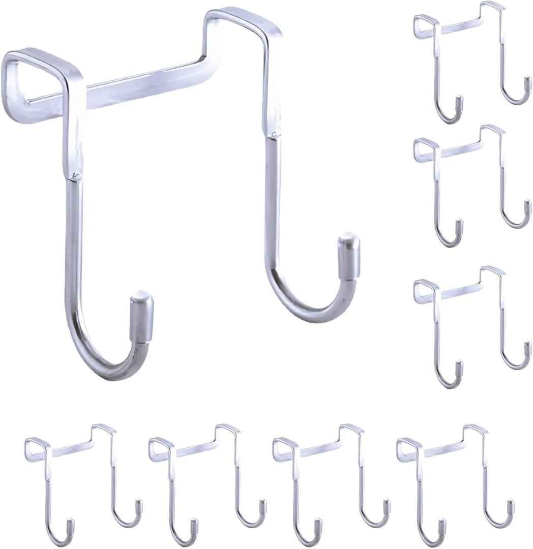 Over Cabinet Door Hook & Wardrobe Door Hook, Stainless Steel Hanging Hooks for Towels, Bags, Clothes  Bathroom Door Hooks for Towels, Kitchen Cabinet Hooks, Wardrobe Hooks, Dorm Room Hangers (2)