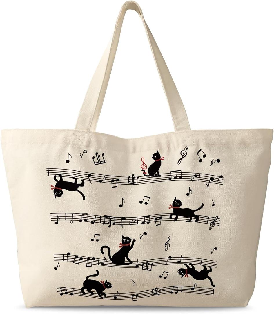 Large Tote Bag for Women - Canvas Tote Bag with Zipper Aesthetic Reusable Shoulder Bag for Gym, Travel, Work Large Tote Bag for Women - Canvas Tote Bag with Zipper Aesthetic Reusable Shoulder Bag for Gym, Travel, Work