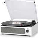 Vinyl Record Player with Speakers Vintage Turntable for Vinyls Records, Belt-Driven Turntable Support 3-Speed, Wireless Playback, Headphone, AUX-in, RCA Line LP Vinyl Players for Sound Enjoyment White