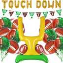 Football Party Supplies Kit - Touchdown Letter Balloon, Goal Post & Football Shaped Foil Balloons, Round 'Touchdown!' Foil Balloons, and Banner for Birthday, Game day, Tailgate Party Decorations (Yellow)