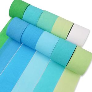PartyWoo Crepe Paper Streamers 10 Rolls 820 ft Pack of Blue Pastel Blue Green and Lime Crepe Paper for Graduation Wedding Baby Shower Gender Reveal Birthday Party Decorations (1.8 Inch x 82 Ft/Roll)