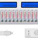 Tenergy TN438 16-Slot Smart Battery Charger for AA/AAA NiMH/NiCd LCD Display + 16 Premium AAA Rechargeable Batteries