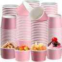 Jingmore Paper Ice Cream Cups 9oz Colored Disposable Dessert Bowls for Hot or Cold Party Food Cups for Birthday Baby Shower Easter Party Supplies(Dusty Pink,60 Pcs)