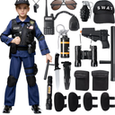 Spooktacular Creations 20PCS Police SWAT Costume for Kids, S.W.A.T. Police Officer Costume for Boys Halloween Cosplay Party (Medium (8-10 yrs))