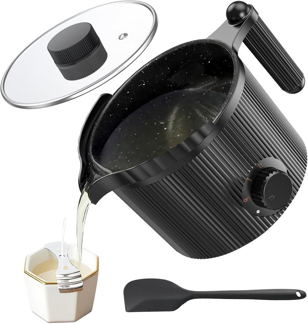 venpow Candle Wax Melter with Pour Spout, Candle Making Kit for Adult Beginners, 1.5L Large Capacity, for Making Candles and Soaps, Kit Includes Wax Melting Pot and Stirring Spoon - Black