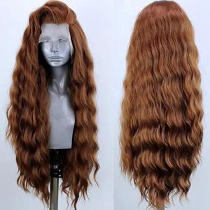 Long Lace Wig Synthetic Lace Front Wigs for Black Women Free Part Wavy Hair Wigs Brown High Temperature Fiber Cosplay Wig 24 inch (#30 Curly)