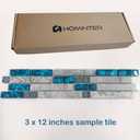 Hominter Glass Stone Tile Linear Mosaic Teal Blue Crystal Glass Gray Polished Marble Interlocking Bathroom Wall Tiles Kitchen Backsplash Fireplace Decor (3x12 Sample)