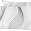 SUSYBAO White Pillow Cases Set of 2 King Size 100% Cotton Black Abstract Striped Decorative Pillowcases with Envelope Closure Modern Pinstripe Pillow Protectors Ultra Soft 20 in x 36 in