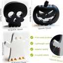 3Pcs Cute Halloween Decorations Indoor Ghost Wooden Signs Pumpkin Skull Blocks for Tiered Tray Decor Wooden Table Sign Pumpkin Ghost Skull Table Top Decor for Office Home Party Shelf Display Apartment