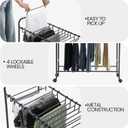 Pants Rack Trolley, Rolling Trolley with 30 Pants Hangers and Storage Shelf, Pull Out Pant Rack for Closet - Space Saving Organizer for Jeans Scarves Trousers, 30" x 30" x 13.5"(Black)