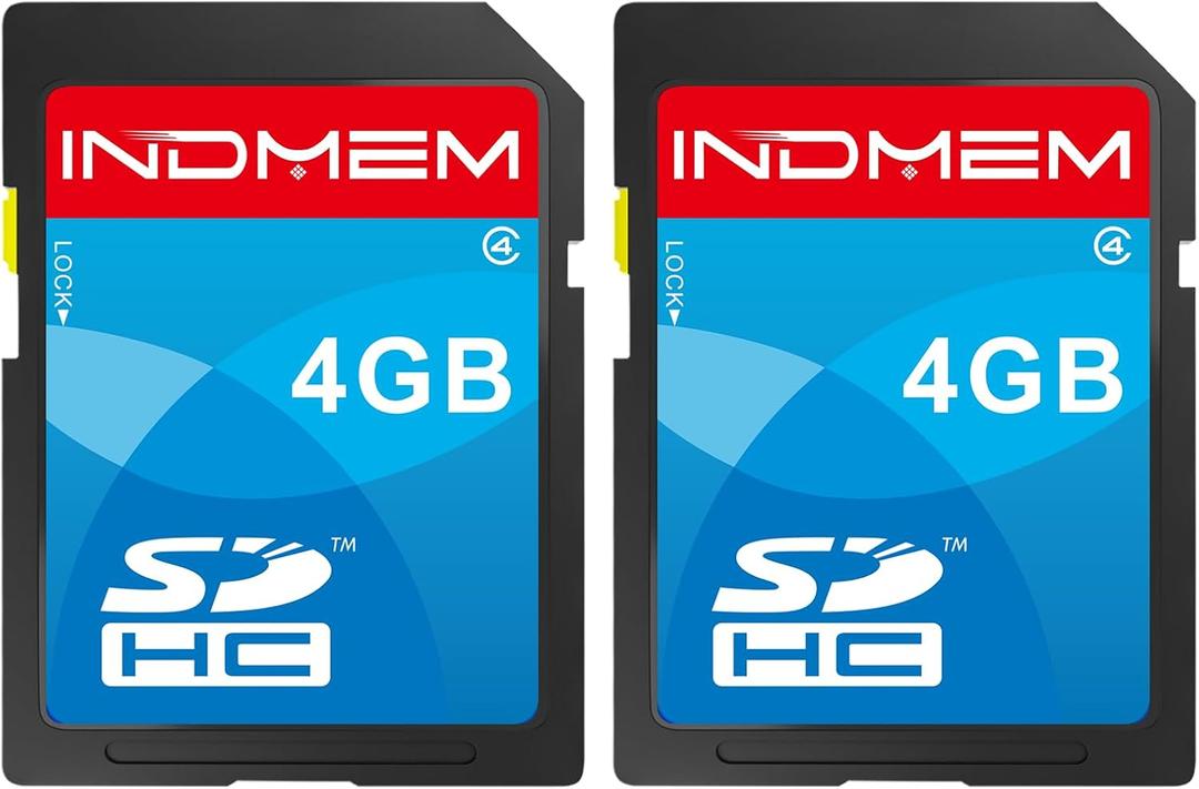 INDMEM SD Card 4GB SDHC Class 4 Flash Memory Card 4 GB Digital Camera Cards, 2 Packs