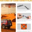 Gray Off-Road Safety Whip Flag with Storage Bag - Heavy Duty Orange Flag with Reflective Stripes & Gray Pole for ATV, UTV, Dune Buggy, Can be 3.3', 6.6' or 10'