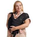 Momcozy Adjustable Buckle Baby Wrap Carrier Cooling Air-Mesh, Easy to Wear Baby Carrier Sling, Baby Carriers Newborn to Toddler 8-35lbs, Suit for Waist 47-57inch, Plus Size Black