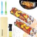 10-Piece BBQ Set: 2 Rolling Grill Baskets for Effortless Flipping, 304 Stainless Steel for Easy Clean, Sausage & Vegetables, Oil Bottle, Forks, Brushes, Outdoor Camping Grilling Accessories, Gifts for Men Dad Husband