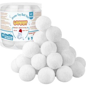 URATOT 25 Pack Snow Toy Balls for Kids Indoor, Plush Snow Fake Balls Soft Artificial Snow Fight Balls Set with Boxes for Winter Interactive Throwing Games