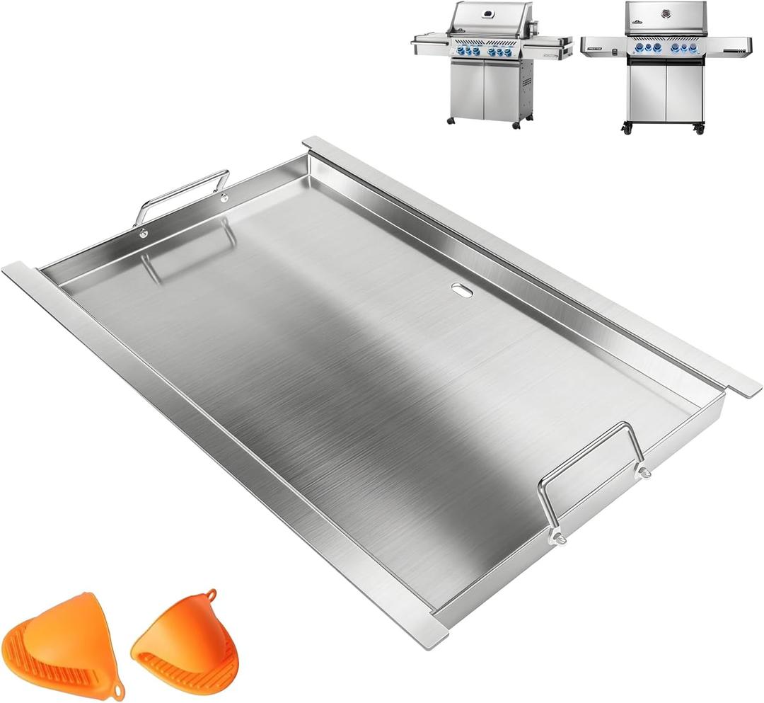 Full Size Griddle Insert for Napoleon Prestige PRO 500, Built-in Prestige 500, P500RBPSS, BIP500RBNSS-3, P500RSIBNK-3, P500, P500N Grills Accessories, Stainless Steel Griddle Plate, 26.3''L X 17.7''W