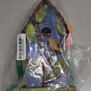 Glitzhome Bird Houses for Outside, 9.7" H Hanging Bird House for Outdoor, Patio Garden Decorative Pet Cottage Distressed Wooden Birdhouse for Bluebird Hummingbird Wren Finch Cardinals, Blue Leaves