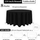 8 Pack Black Round Tablecloth 120 Inch Black Table Cloth Stain and Wrinkle Resistant Reusable and Washable Polyester Fabric Table Covers for Buffet Wedding Party and Banquet