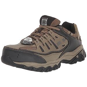 Skechers Men's Cankton Steel Toe Construction Shoe – Electrical Hazard Rated, Memory Foam, Pebble/Black, 12