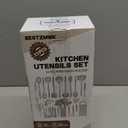 Kitchen Utensil Set-Silicone Cooking Utensils-33 Kitchen Gadgets & Spoons for Nonstick Cookware-Silicone and Stainless Steel Spatula Set-Best Kitchen Tools, Useful Pots (Khaki)