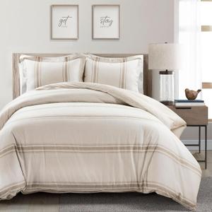 Lush Decor Comforter Farmhouse Stripe, King, Neutral