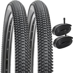 YUNSCM 2-PCS 26" Mountain Bike Tires 26x2.35/57-559 and 26" Heavy Duty Bike Tubes Schrader Valve Compatible with Off Road Bike 26 x 2.30 26 x 2.35 26x2.40 Bicycle Tires and Tubes (Y-708)