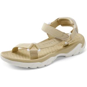 DREAM PAIRS Hiking Sandals Women, Comfortable Walking Sandals With Adjustable Hook And Loop Strap, Quick-Drying Sports Summer Beach Outdoor Light Weight Water Shoes (Size 7,Beige)