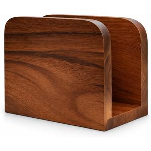 Acacia Wood Napkin Holder  Rustic Wooden Napkin Organizer for Kitchen, Dining Table, Picnic, Coffee Bar  Farmhouse Tabletop Dispenser for Square Paper Napkins