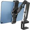 Ergounion iPad Stand for Desk/ Headboard, Tablet Mount with Cable Management, Tablet Holder for Recording/ Filming, Black