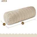 AELS Corduroy Striped Cylinder Pillows, 8" x 24" Decorative Bolster Pillows with Removable Washable Cover and Insert, Body Pillow for Couch and Bed, Living Room Bedroom Nursery Decor, Sand