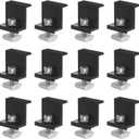 M METERXITY 12-Pack Solar Panel Mounting 35mm Z Clip Lightweight Corrosion-Free Aluminum Anodized Solar End Clamp for Roof/Wall/Boat/Off-Grid/RVs Solar Panel Mounting Brackets [Black]