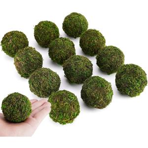 BYHER Decorative Moss Balls Set - Fake Moss Balls for Bowl Fillers, Centerpiece Decor, Home Decor, Vase Filler, Wedding Decor, Table Arrangement, Coffee Accents, DIY Crafts (Small - 2"-Set of 12)