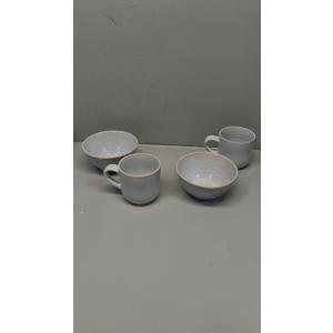 Elanze Designs Reactive Glaze Stone Ceramic Bowls and Mugs, 4 Pieces