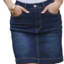 Allegra K Denim Skirt for Women's Casual High Waisted Jean Skirt with Pockets, S-M