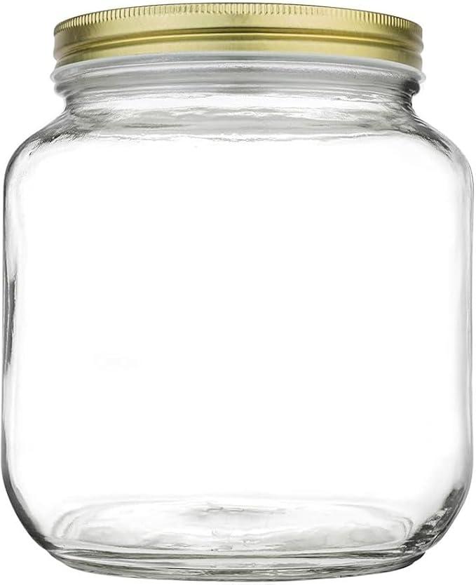 kitchentoolz Half Gallon Mason Jar Wide Mouth with Airtight Metal Lid  Safe for Fermenting, Pickling, Sourdough & Kombucha  Glass 64 oz Mason Jar  Made in USA  BPA Free