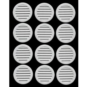 3" Round Plastic Louver Soffit Air Vent Reptile Screen Grille Cover (12, White)