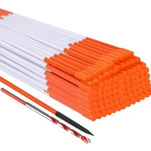 Driveway Markers 48 inch 50pcs, 5/16 Dia 4FT Snow Stakes with Reflective Tape, Highly Visible for Parking, Walkways, Snow Markers, 4FT Orange Fiberglass Poles Reflectors Markers with Steel Drill Bit
