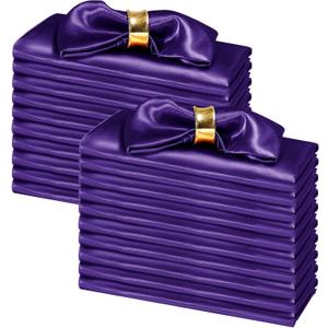 SiinvdaBZX 100 Pieces Purple Cloth Napkins 12 x 12 Inches, Small Size Square Satin Napkins Silky Soft Dinner Napkins or Handkerchief for Banquet Wedding Christmas Thanksgiving Decoration