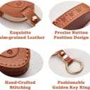 Key Fob Cover for BMW, Leather Car Key Case Shell Protector with Key Chain for 2 5 6 7 Series X1 X2 X3 X5 X6 X7 M5 M6 (CAPPUCCINO, BLADE SIZE)