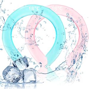 Neck Cooling Tube 2 Pcs Wearable Cooling Neck Wraps Reusable Neck Cooler Heat Cooling Cold Pack Summer Heat Relief for Summer Hot Flashes and Fever, Pink and Blue