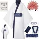 Ryomen Sukuna Cosplay Costume Sukuna Kimono Tattoo Sticker Outfit with Wig L