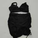Blooming Jelly Womens Swim Skirt High Waisted Bikini Sets Tummy Control Swimsuits Mesh Sarong Wraps Bathing Suits M Black