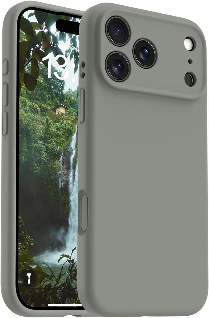 OTOFLY Magnetic for iPhone 17 Pro Max Case,Compatible with Magsafe,Classic Liquid Silicone Mobile Phone Case,Integrated Camera Control Button,Anti-Scratch Microfiber Lining, Calke Green
