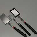 3 Pieces Telescoping Inspection Mirror Round Square Mirror Inspection Tool for Checking Vehicle, Observing Eyelashes Mouth and Other Small Parts(Extended, with Light, Oval Style)