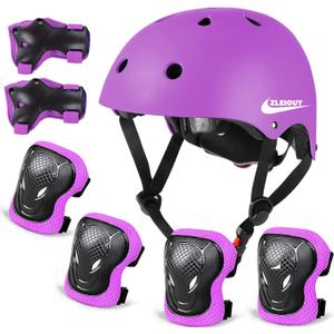 Adjustable Helmet for Ages 3-16 Kids Toddler Boys Girls Youth,Protective Gear with Elbow Knee Wrist Pads for Multi-Sports Skateboarding Bike Riding Scooter Inline skatings Longboard Roller Skate (Small: 18.9"-21.26" / 48cm-54cm, 1Purple)